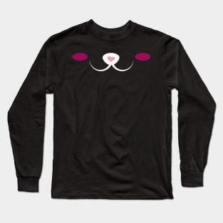 Cute Shy cat Face With Pink Heart Nose Long Sleeve T-Shirt